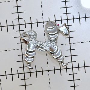 vintage silver tone dog poodle pin brooch euc